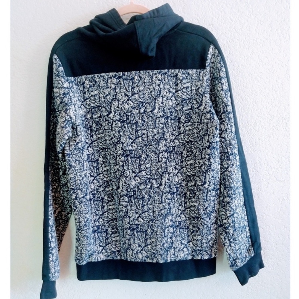 Scotch & Soda blue white marbled patterned cowl neck hoodie pullover sweatshirt - Picture 2 of 5